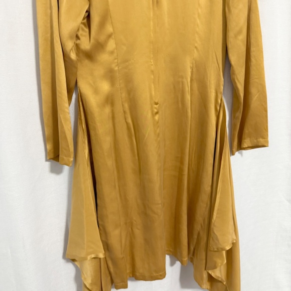 Vintage 1990s Mary Jo Bruno Deadstock Mustard Yellow Silk Dress Size 4 - Picture 6 of 11